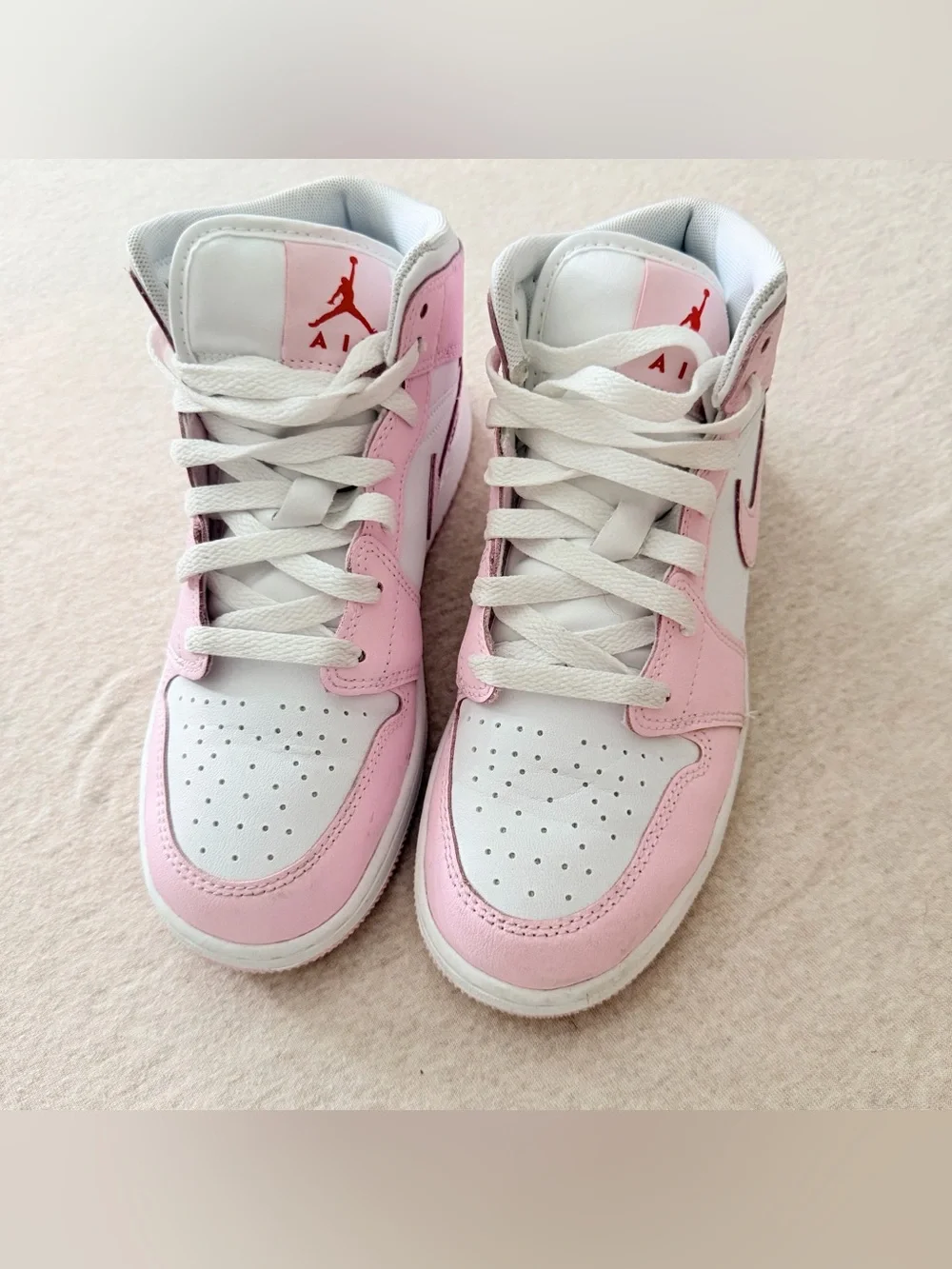 Nike Air Jordan 1 Mid GS AJ1 Pink Foam Fire Red Kids Youth
